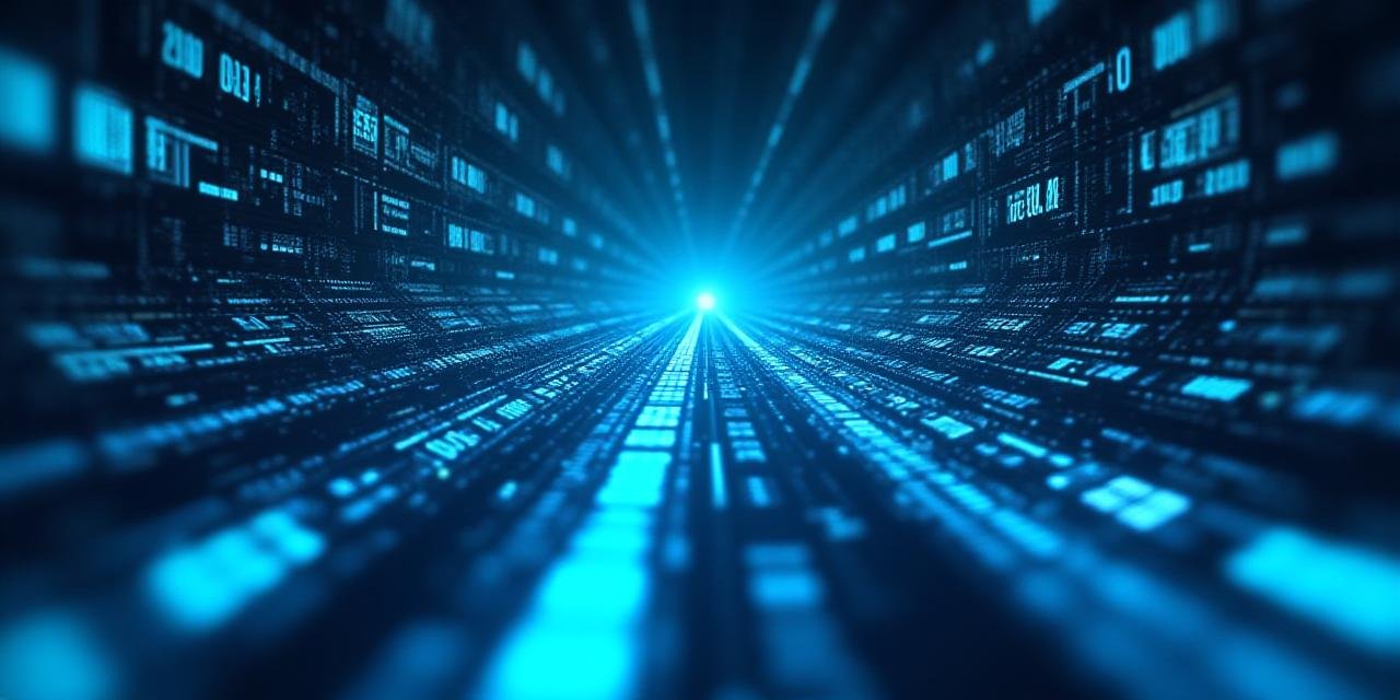 Abstract visualization of data flowing through digital financial networks