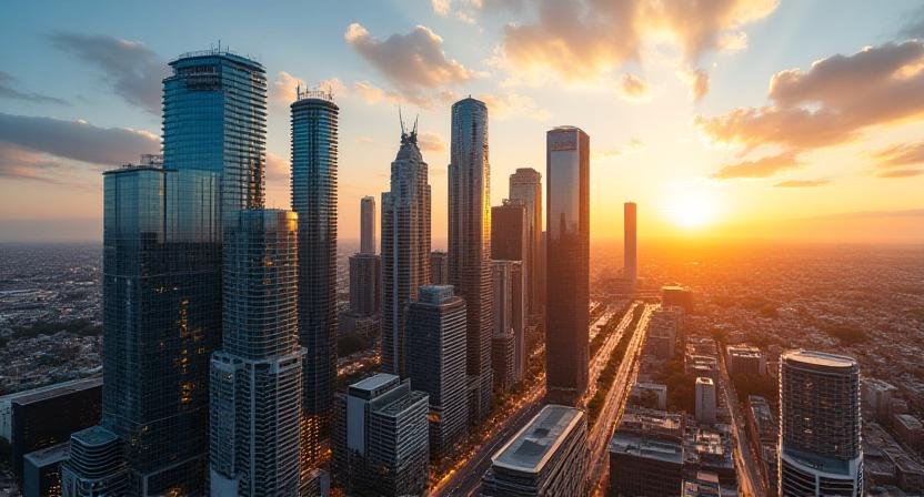 Panoramic view of Sandton skyline representing South African economic hub