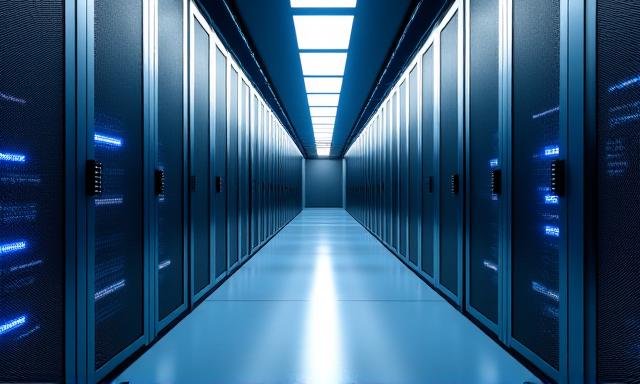 A clean server room representing secure cloud trading infrastructure